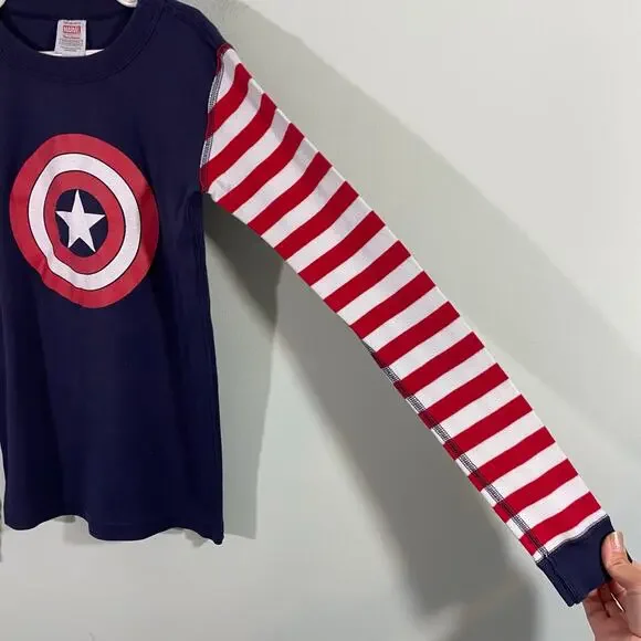 Hanna Andersson Captain America Shield Pajamas Top Size 12 - Picture 3 of 7